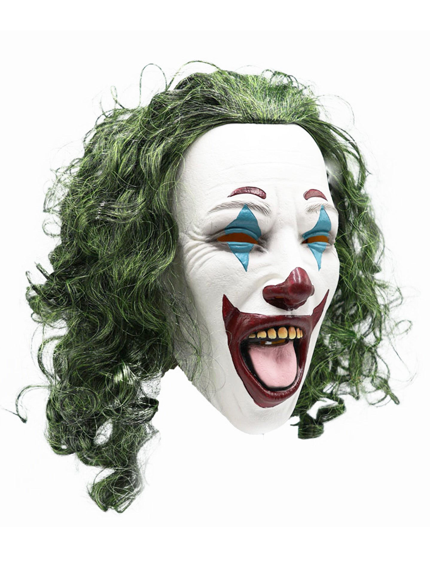 Máscara de Payaso Riente con Cabello Rizado Largo