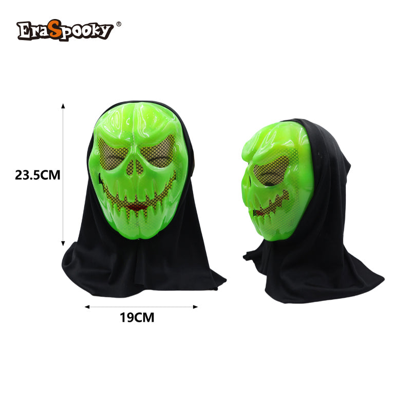 Máscara Calavera Verde Neón con Capucha – Impacto Total