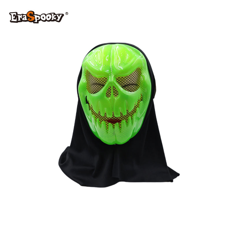 Máscara Calavera Verde Neón con Capucha – Impacto Total
