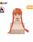 Peluca con dos trenzas y flequillo – Look clásico