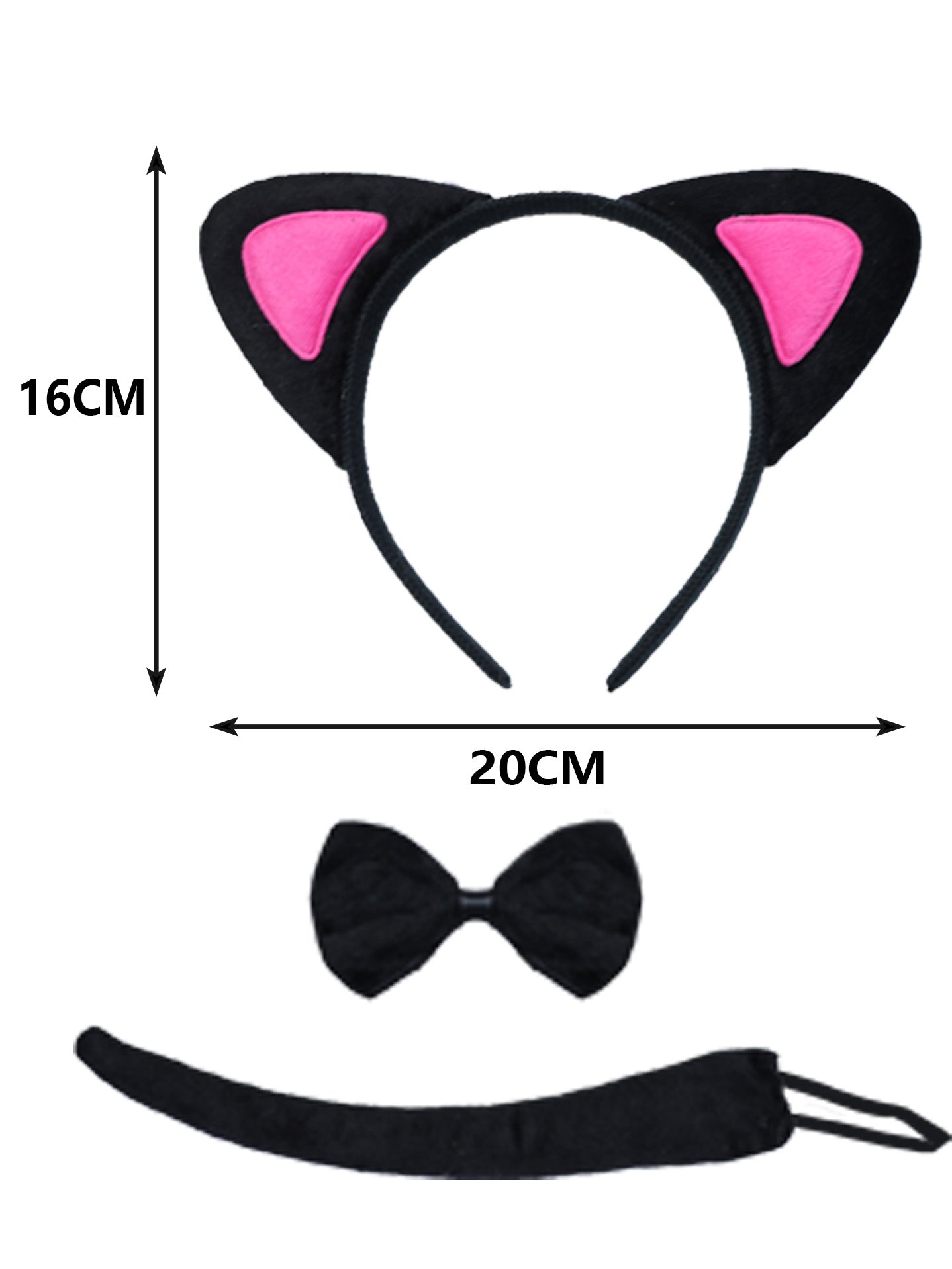 Set de Gato Negro – Diadema de Orejitas con Accesorios de Disfraz