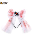Diadema con moño de tul y araña – Terror delicado