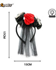 Diadema con flores y manos esqueléticas + velo de tul — Toque gótico