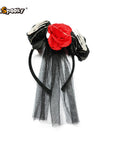 Diadema con flores y manos esqueléticas + velo de tul — Toque gótico