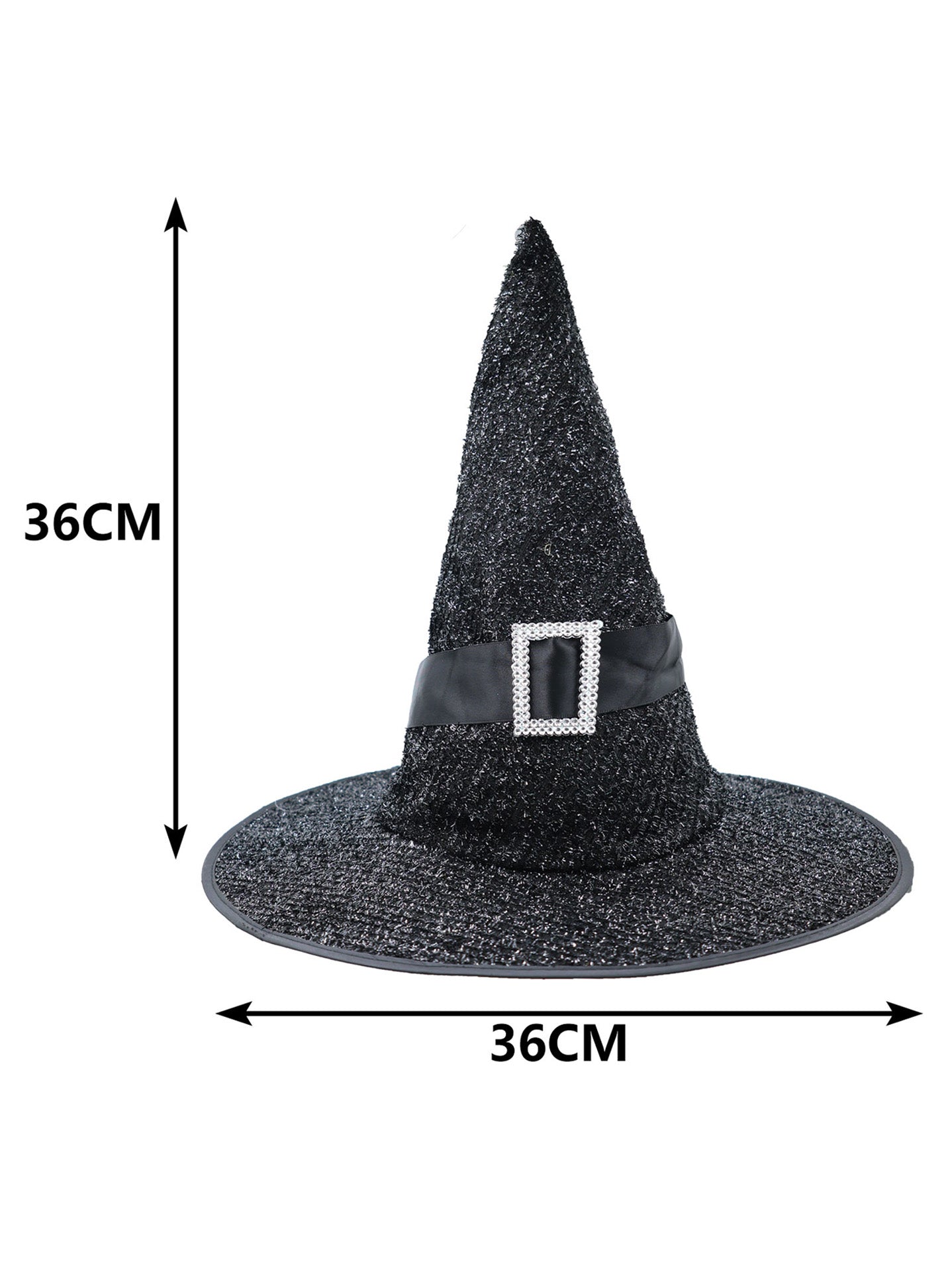 Sombrero de Bruja Clásico con Hebilla Plateada – Accesorio Ideal para Halloween