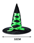 Sombrero de Bruja Negro con Lazo Rosa – Estilo Encantador para Halloween