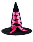 Sombrero de Bruja Negro con Lazo Rosa – Estilo Encantador para Halloween