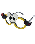 Gafas Divertidas de Calavera con Orejas y Lente Dorado – Accesorio de Halloween