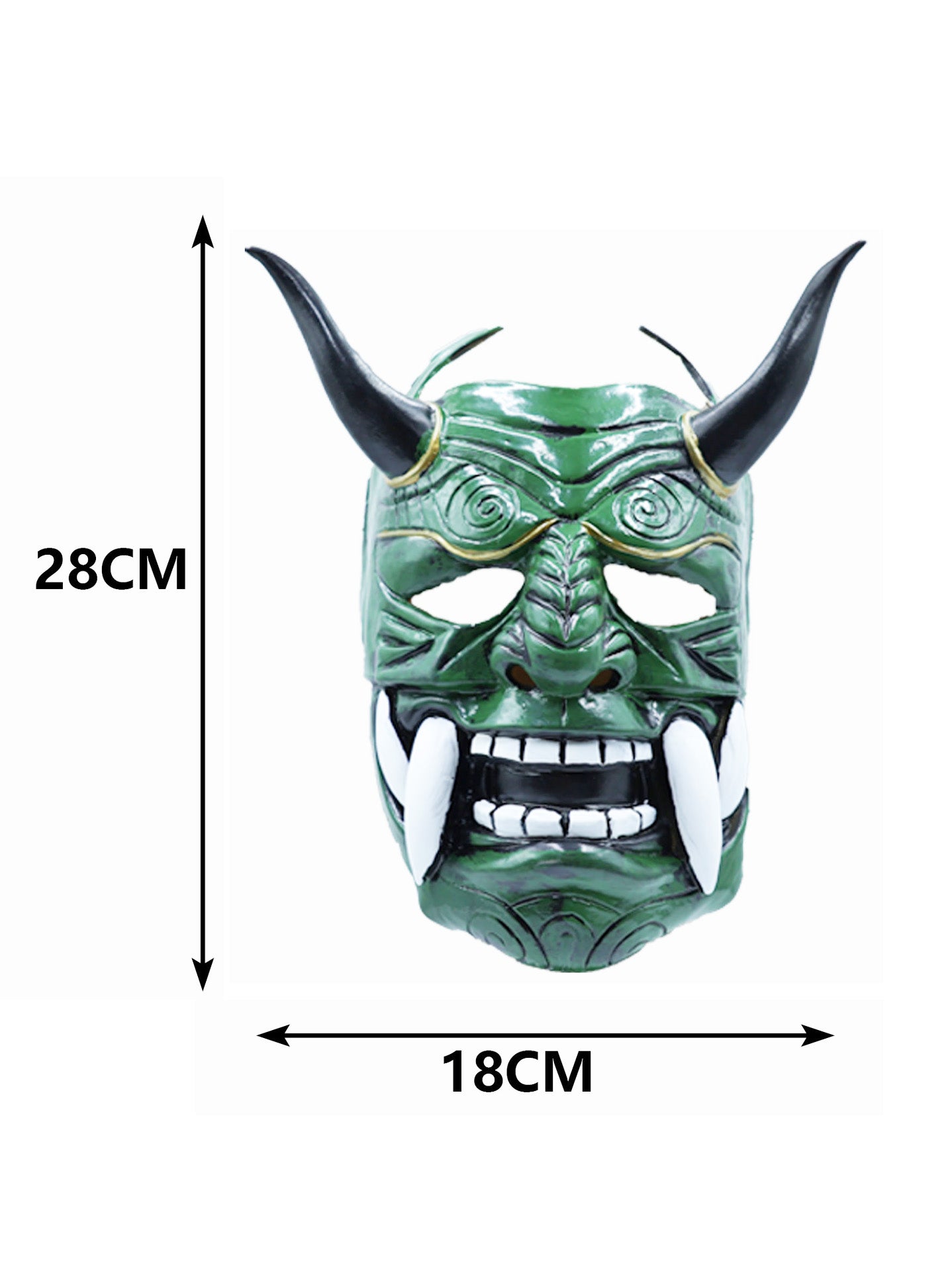 Máscara de Demonio Estilo Japonés con Cuernos y Colmillos