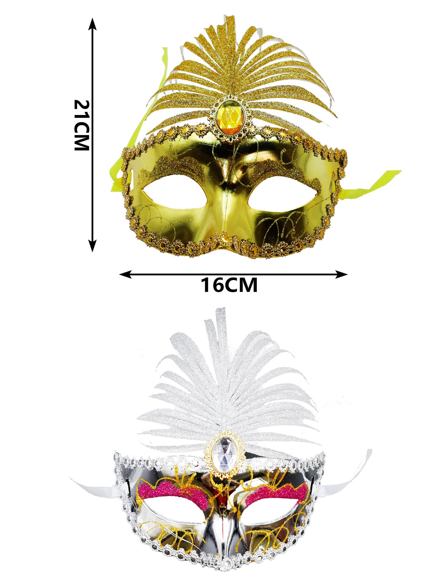 Máscara de pavo real con plumas