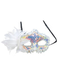 Máscara de carnaval con flores y lentejuelas