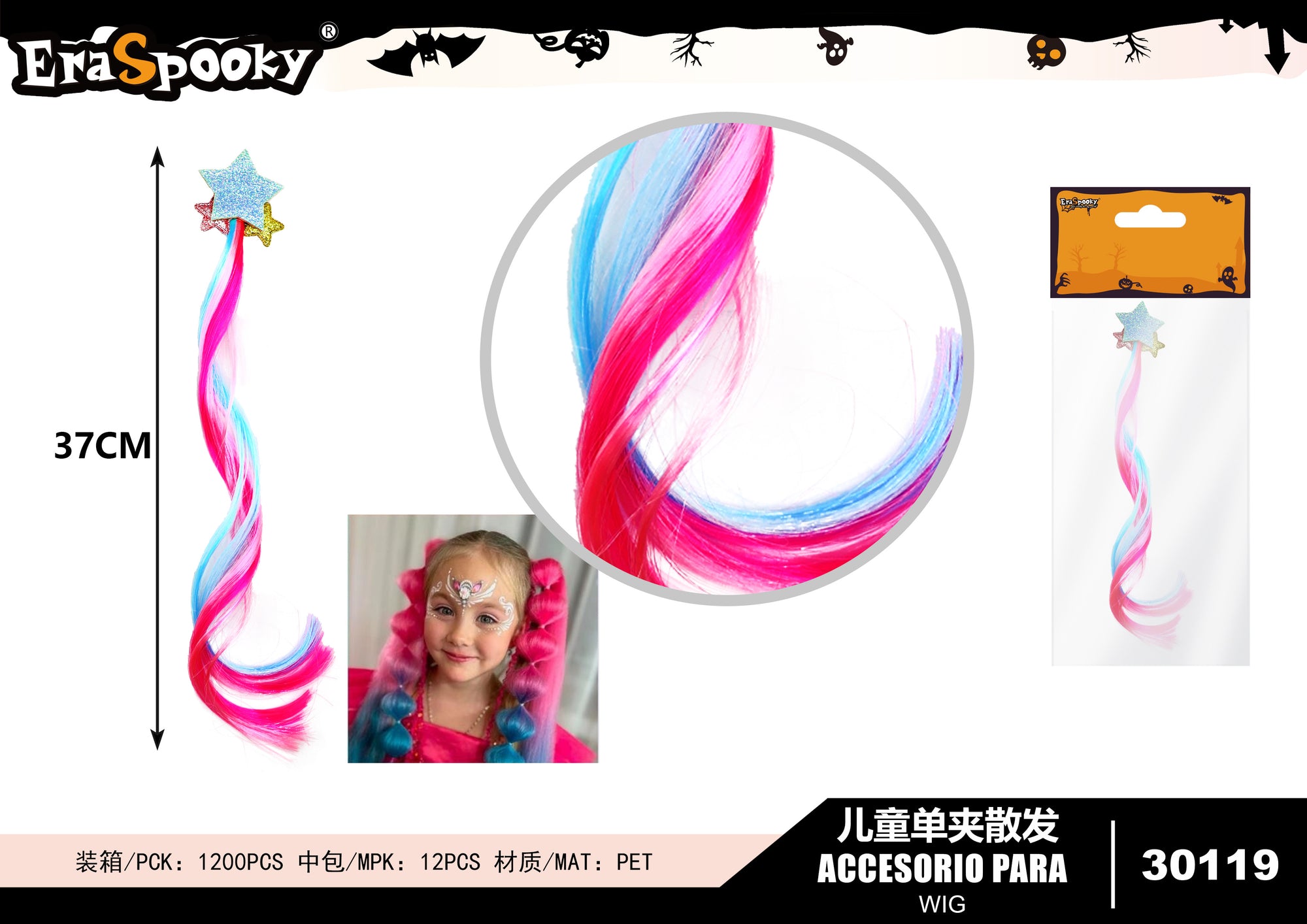 Extensión de Mechas con Clip y Calavera – Accesorio Halloween
