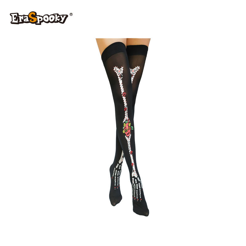Medias altas con estampado esquelético – Halloween &amp; Cosplay