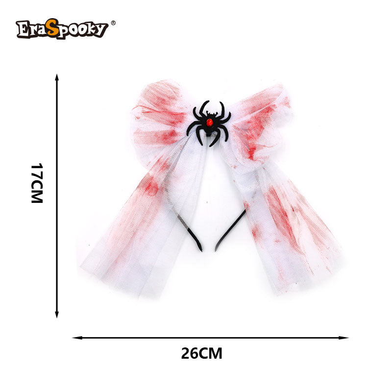 Diadema con moño de tul y araña – Terror delicado