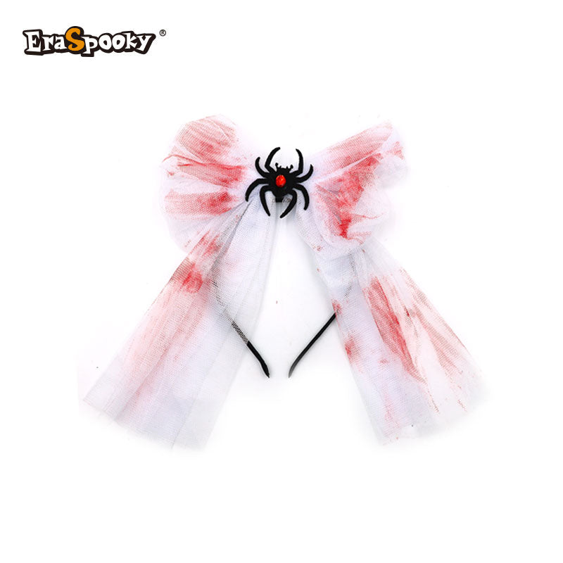 Diadema con moño de tul y araña – Terror delicado