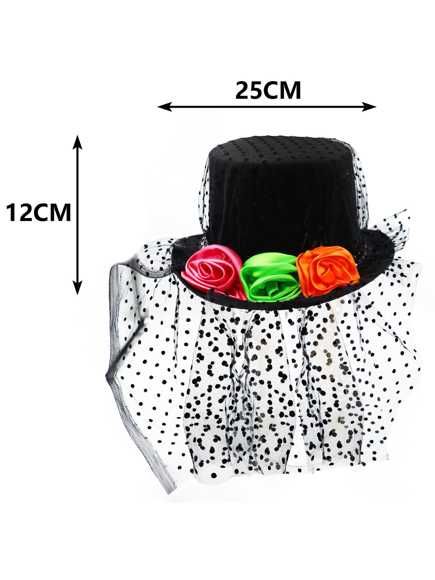 Sombrero Negro con Tul y Rosas – Estilo Gótico para Halloween