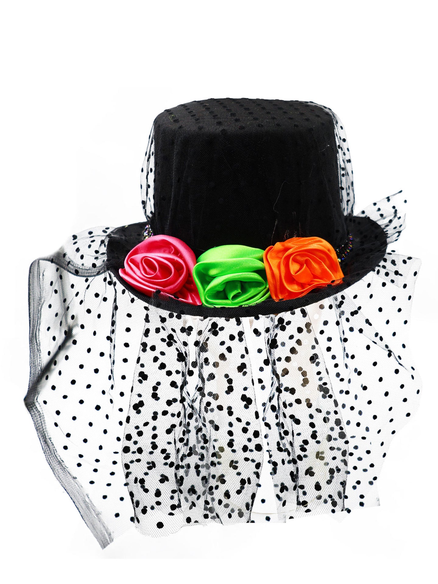Sombrero Negro con Tul y Rosas – Estilo Gótico para Halloween