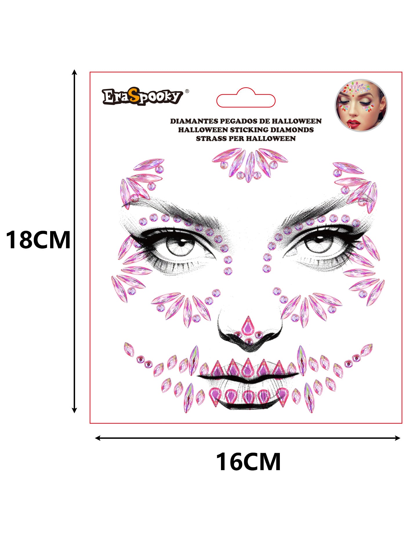 Pegatinas Faciales de Halloween – Diamantes Adhesivos para Rostro