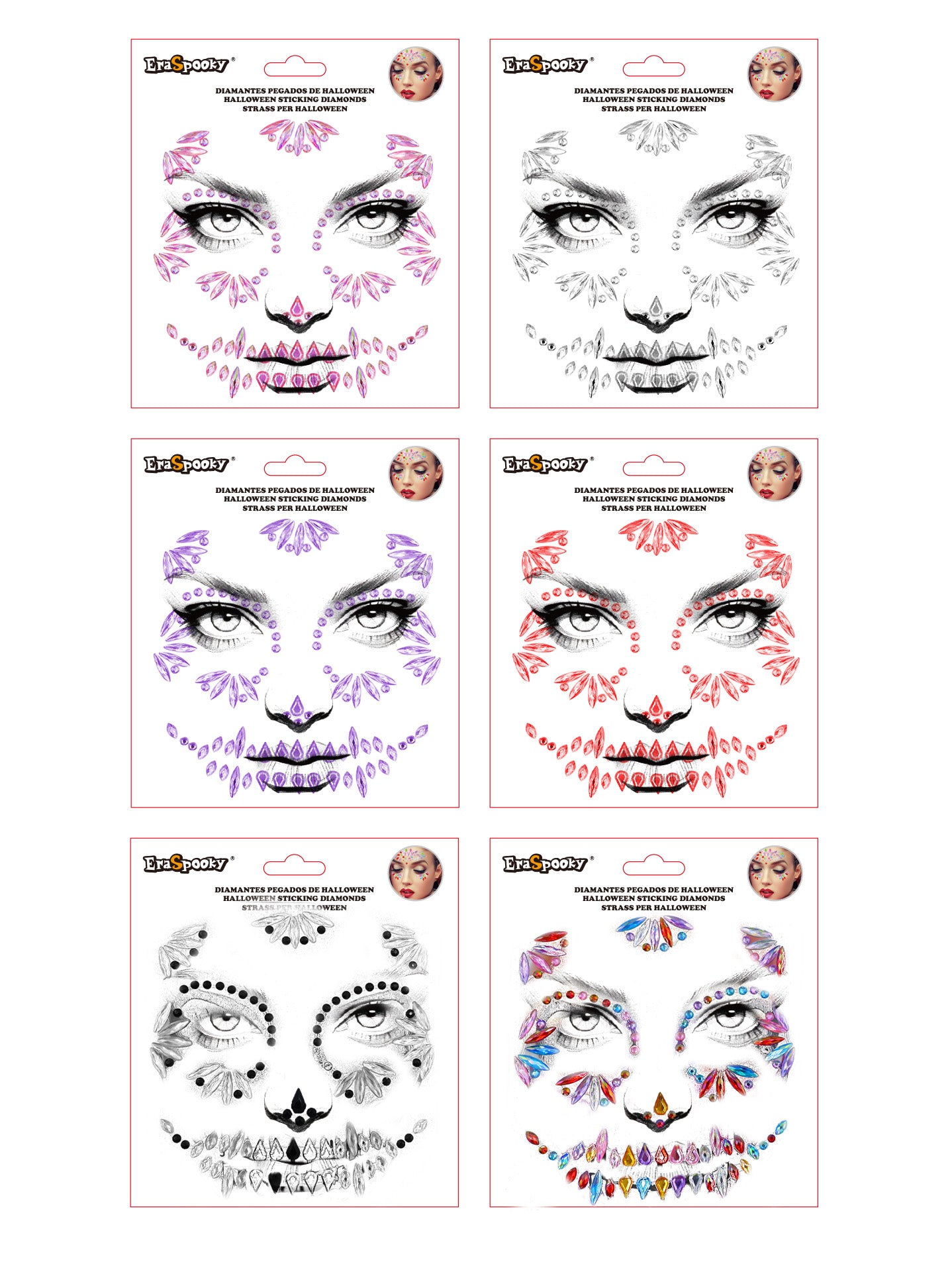 Pegatinas Faciales de Halloween – Diamantes Adhesivos para Rostro