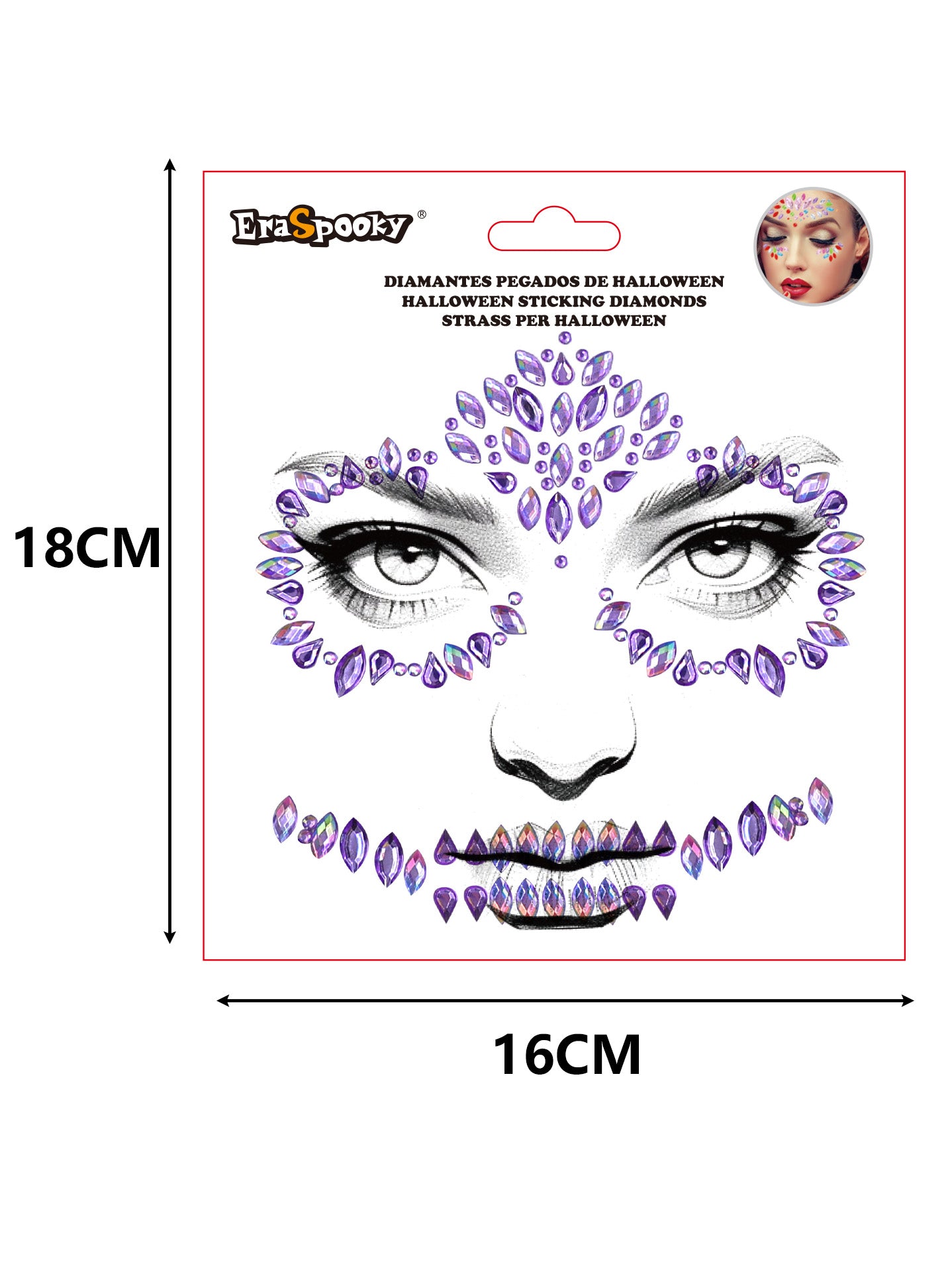 Pegatinas Faciales de Halloween – Diamantes Adhesivos para Rostro