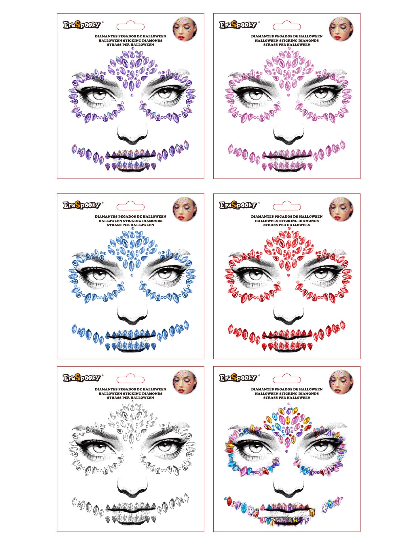 Pegatinas Faciales de Halloween – Diamantes Adhesivos para Rostro