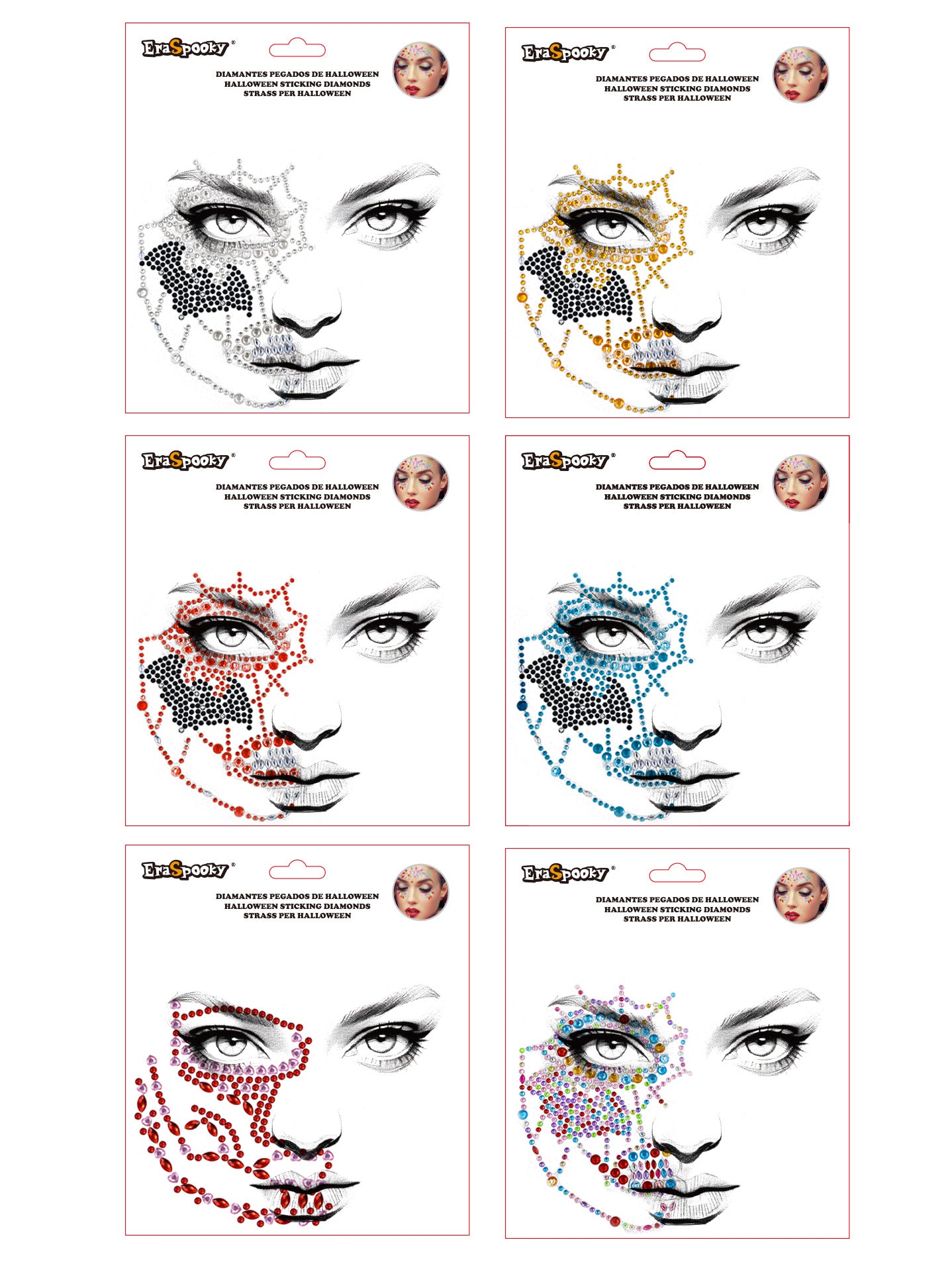 Pegatinas Faciales de Halloween – Diamantes Adhesivos para Rostro