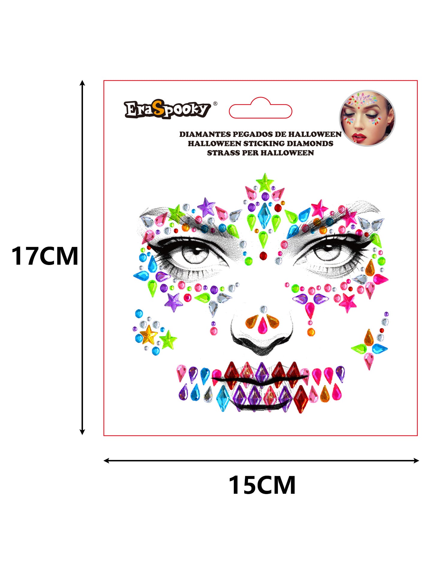 Pegatinas Faciales de Halloween – Diamantes Adhesivos para Rostro