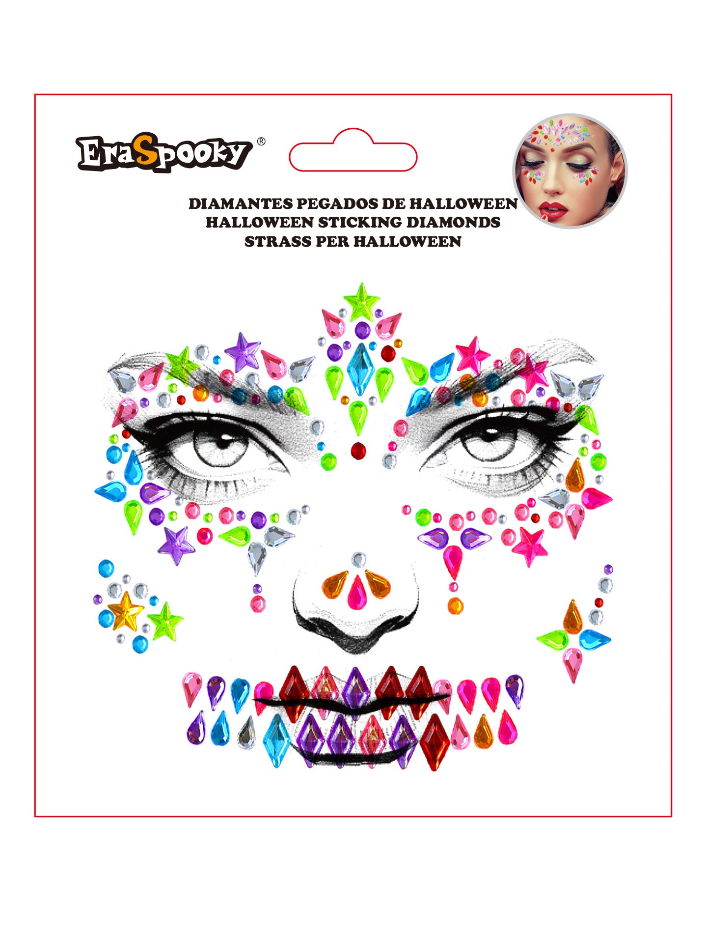 Pegatinas Faciales de Halloween – Diamantes Adhesivos para Rostro