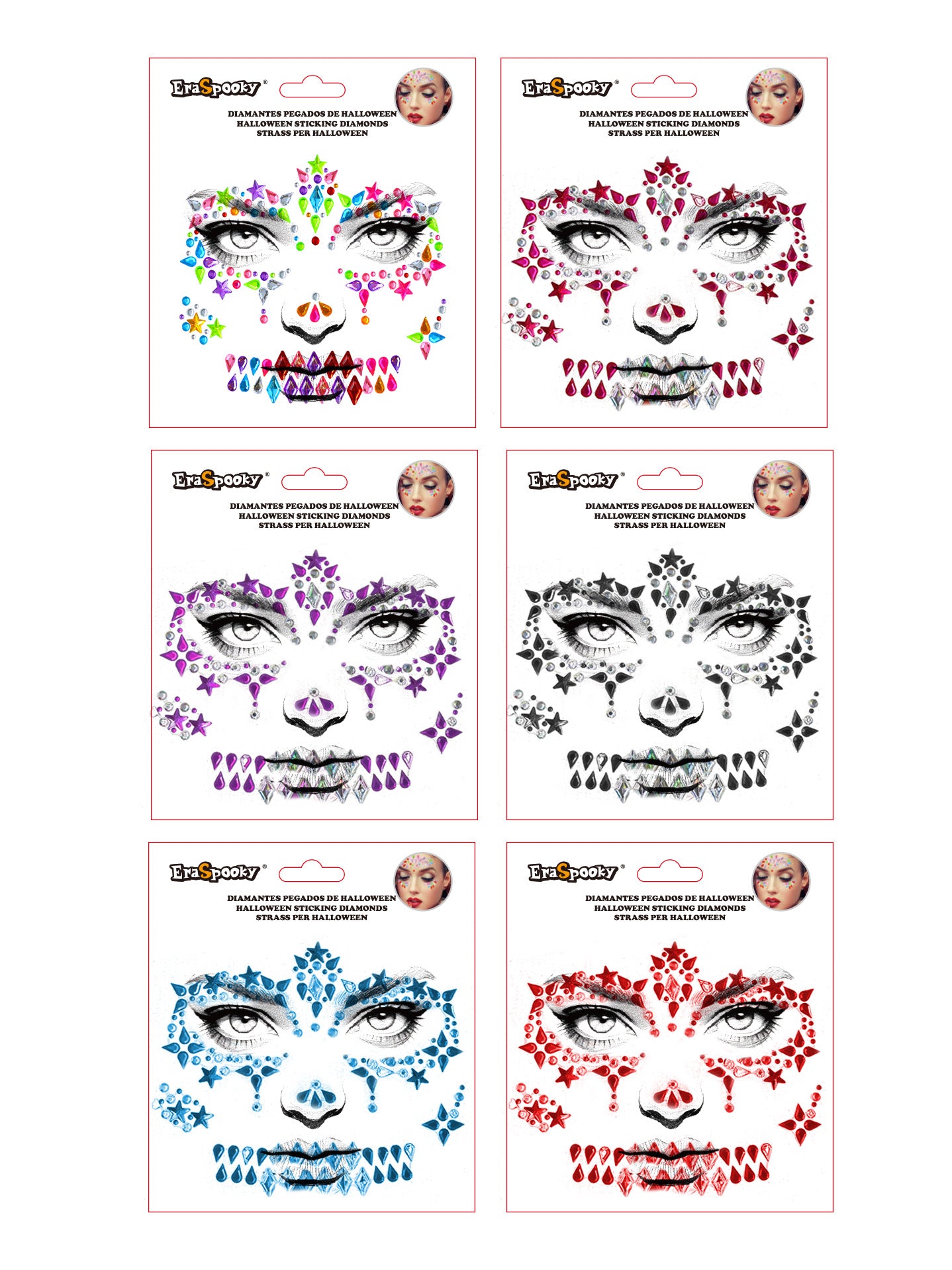 Pegatinas Faciales de Halloween – Diamantes Adhesivos para Rostro