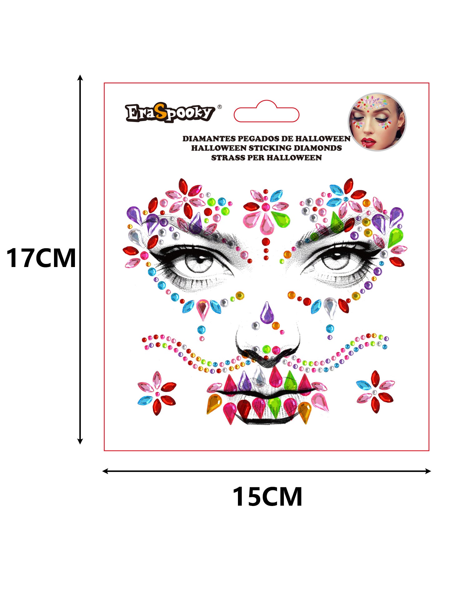 Pegatinas Faciales de Halloween – Diamantes Adhesivos para Rostro