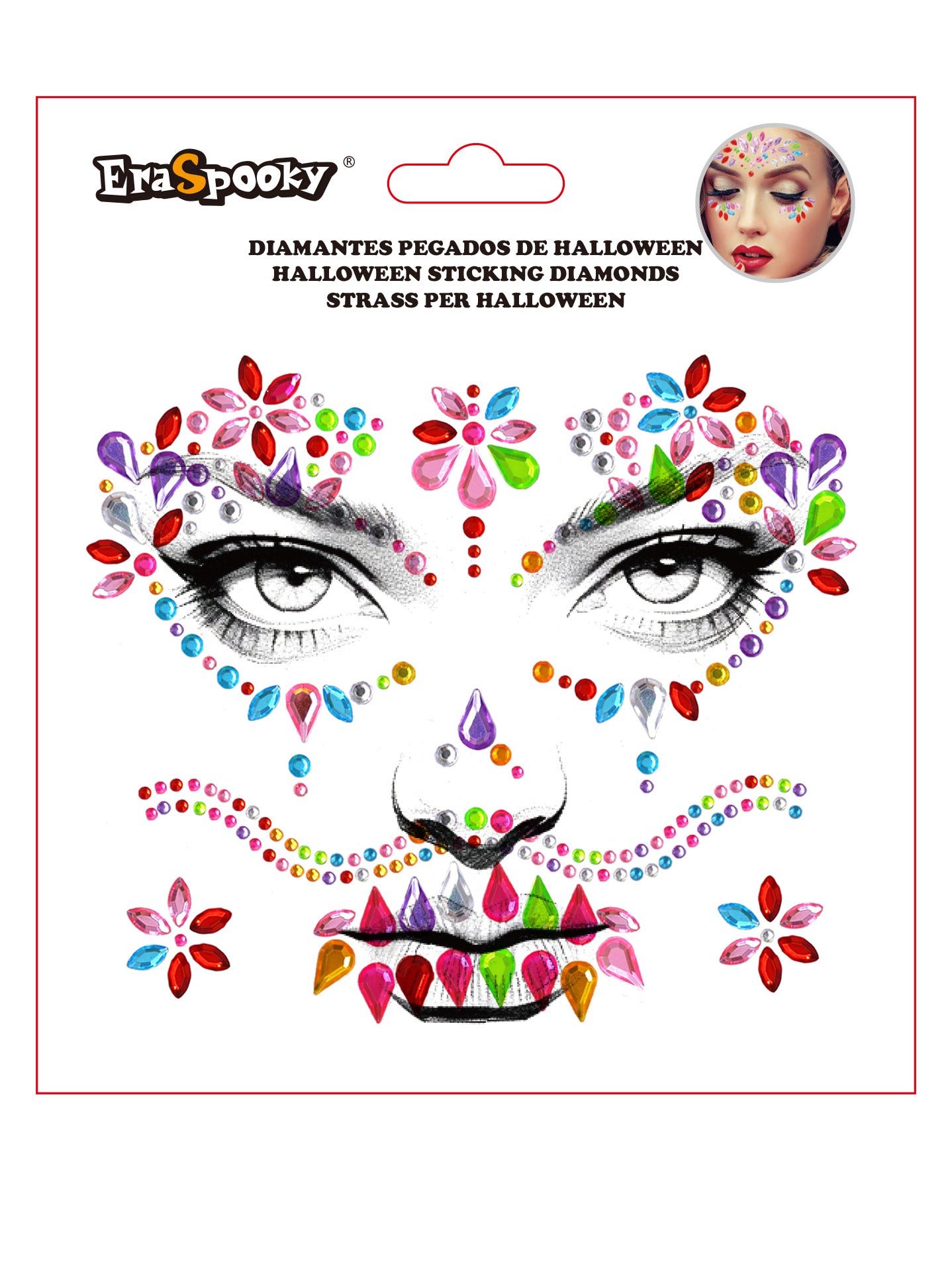 Pegatinas Faciales de Halloween – Diamantes Adhesivos para Rostro