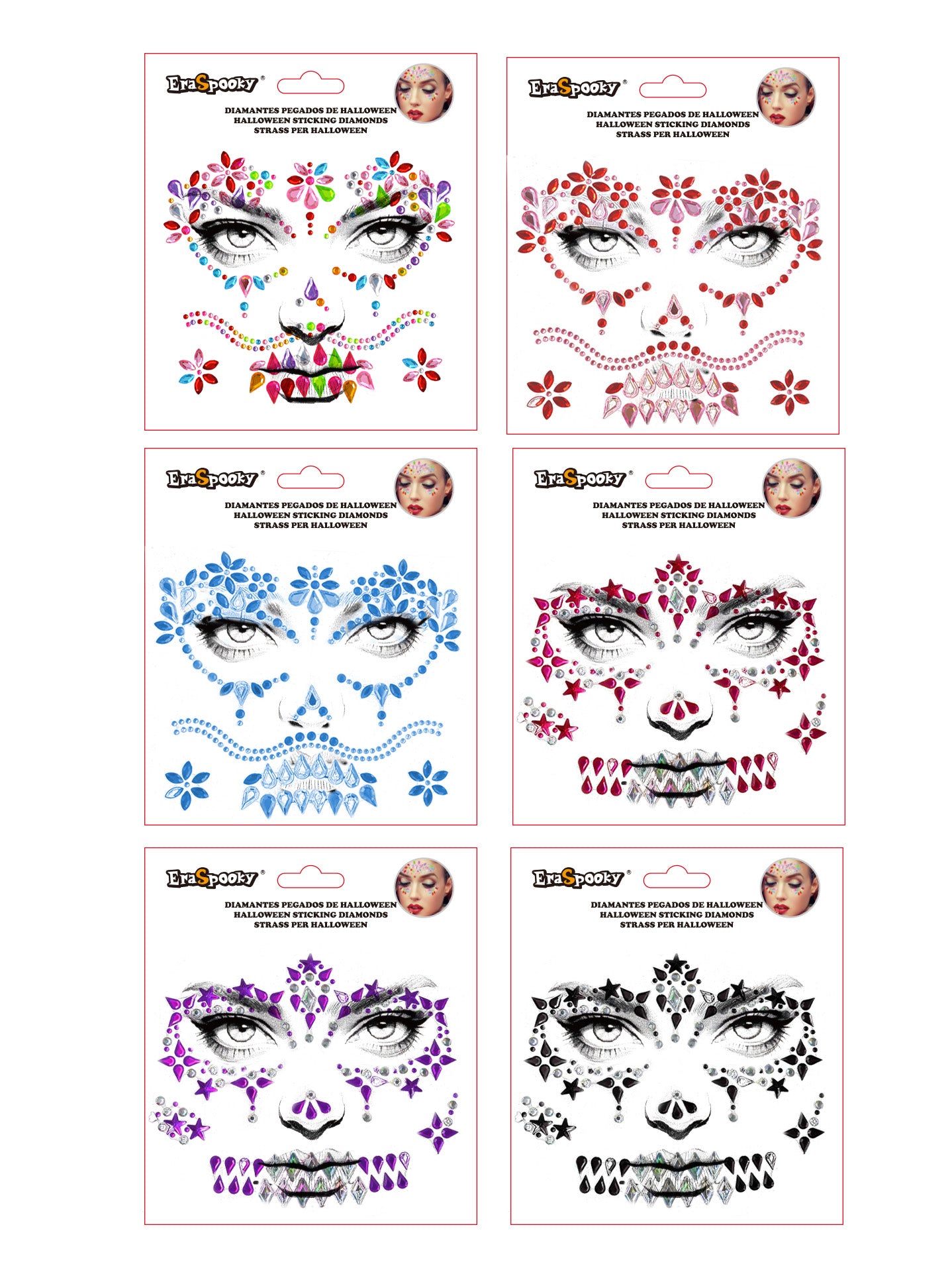 Pegatinas Faciales de Halloween – Diamantes Adhesivos para Rostro