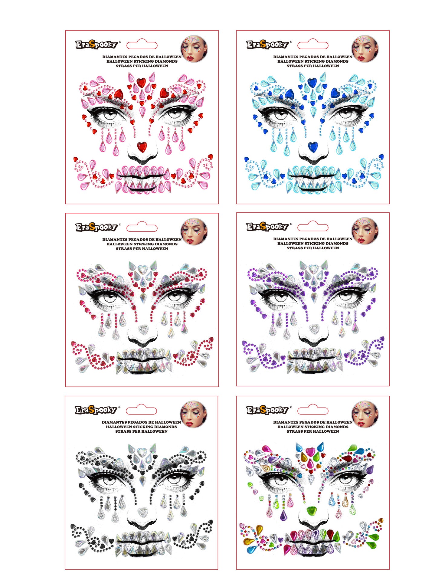 Pegatinas Faciales de Halloween – Diamantes Adhesivos para Rostro