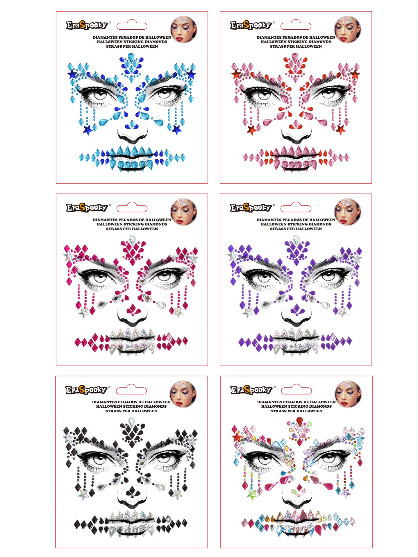 Pegatinas Faciales de Halloween – Diamantes Adhesivos para Rostro