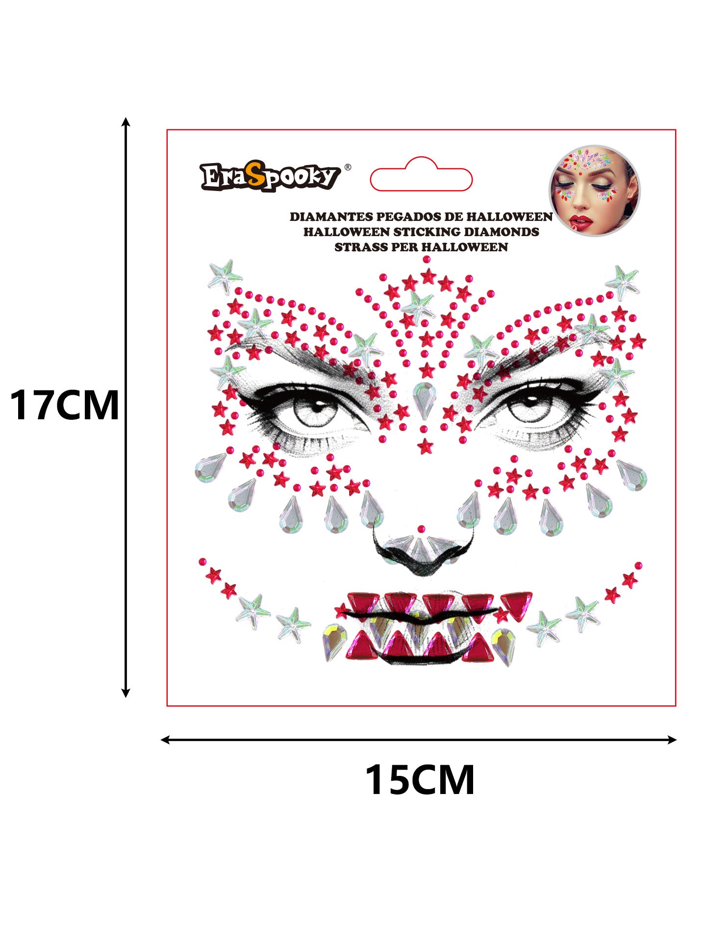 Pegatinas Faciales de Halloween – Diamantes Adhesivos para Rostro