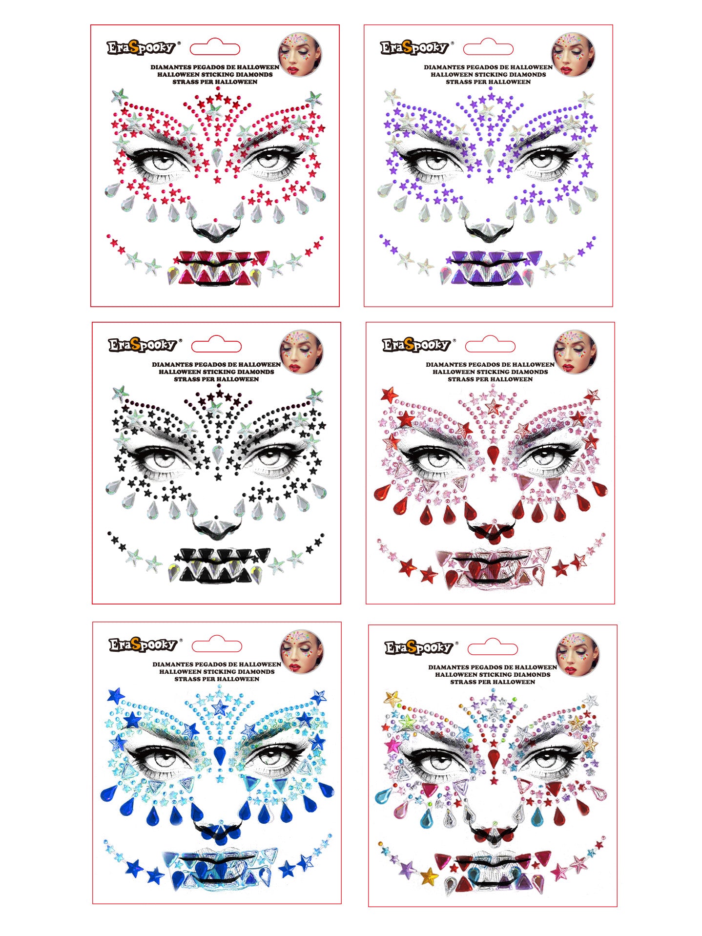 Pegatinas Faciales de Halloween – Diamantes Adhesivos para Rostro
