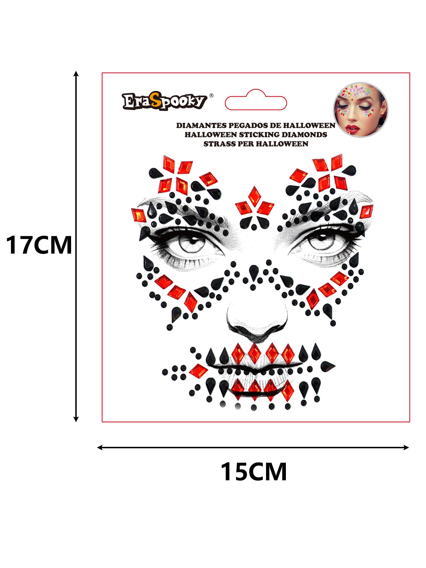 Pegatinas Faciales de Halloween – Diamantes Adhesivos para Rostro