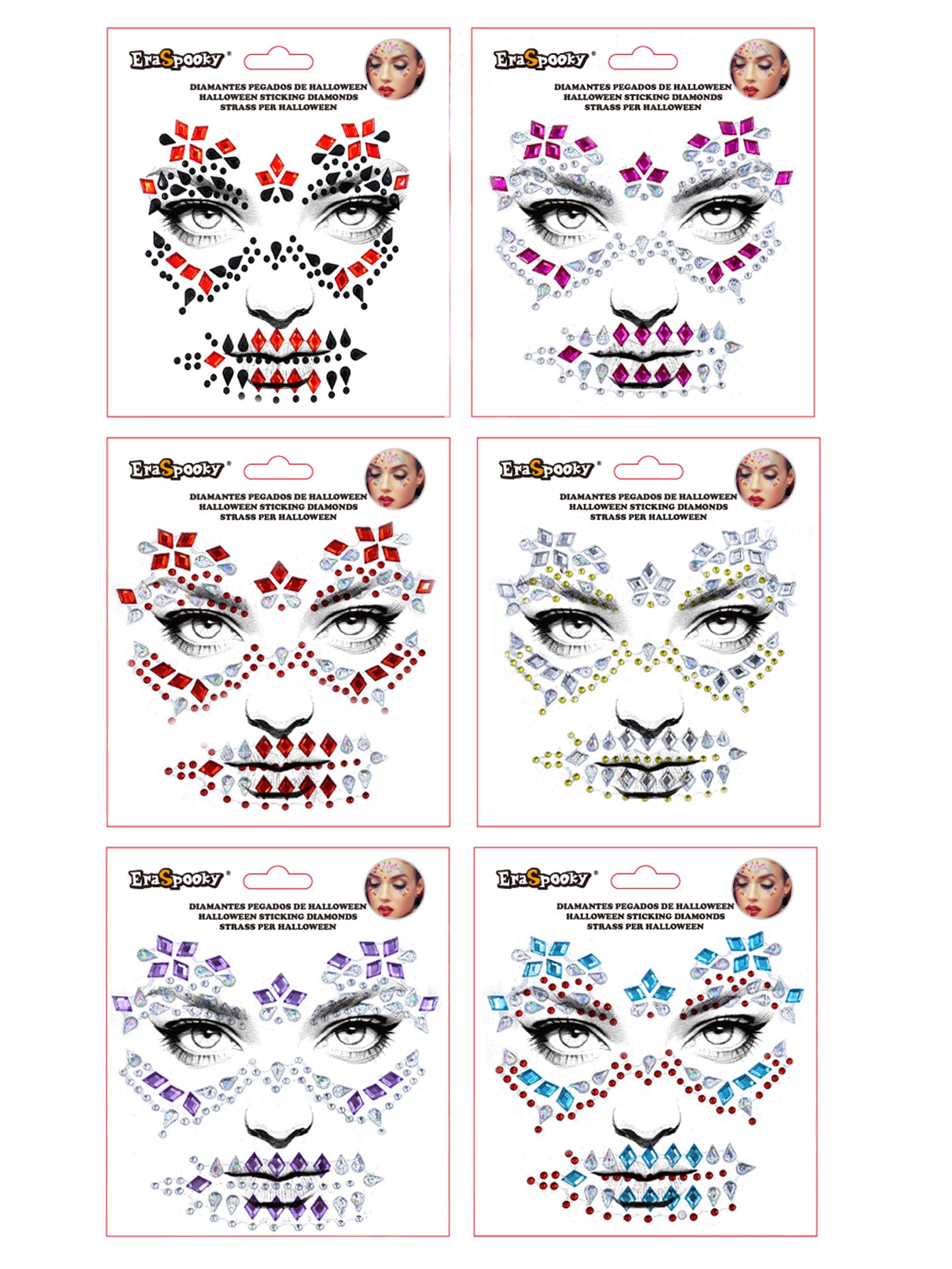 Pegatinas Faciales de Halloween – Diamantes Adhesivos para Rostro