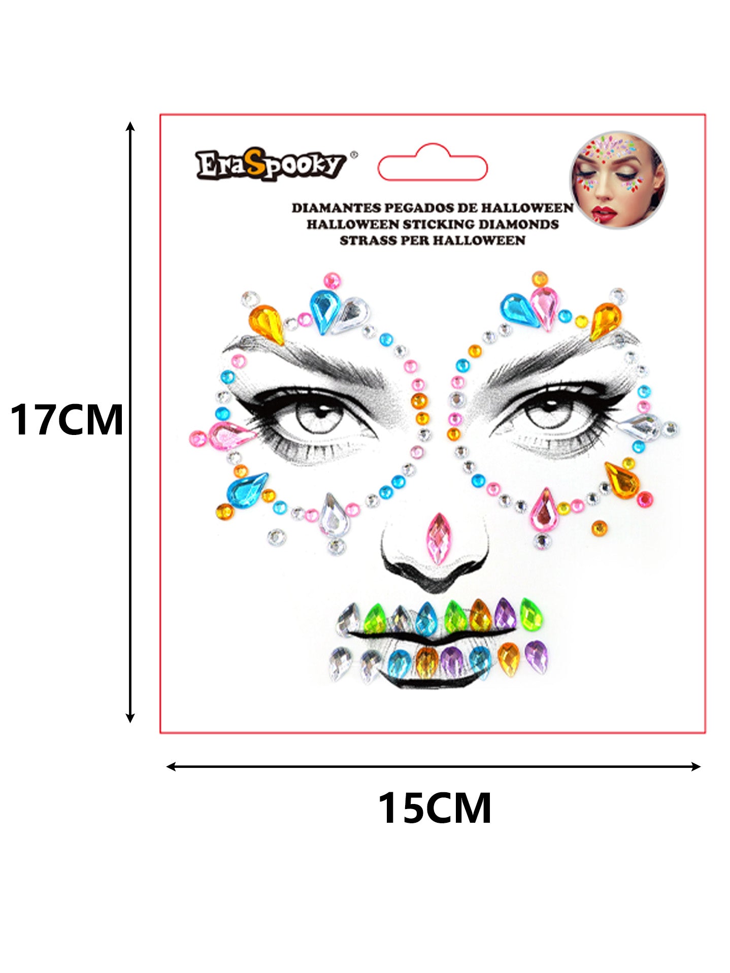 Pegatinas Faciales de Halloween – Diamantes Adhesivos para Rostro