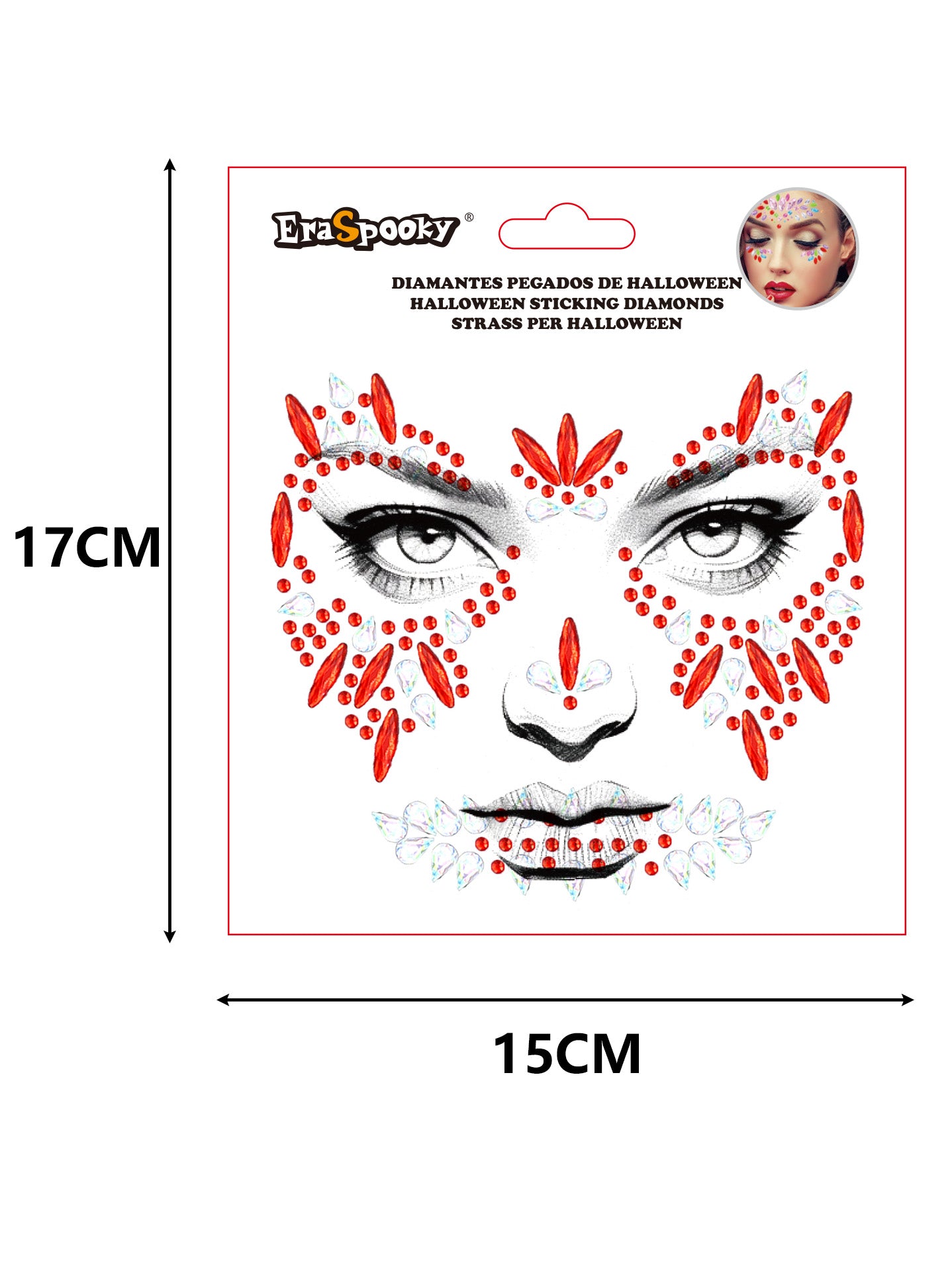 Pegatinas Faciales de Halloween – Diamantes Adhesivos para Rostro