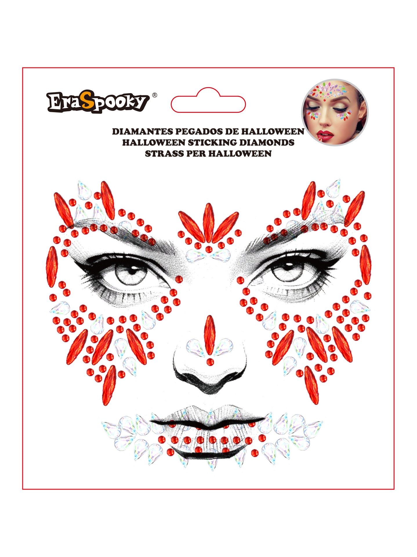 Pegatinas Faciales de Halloween – Diamantes Adhesivos para Rostro