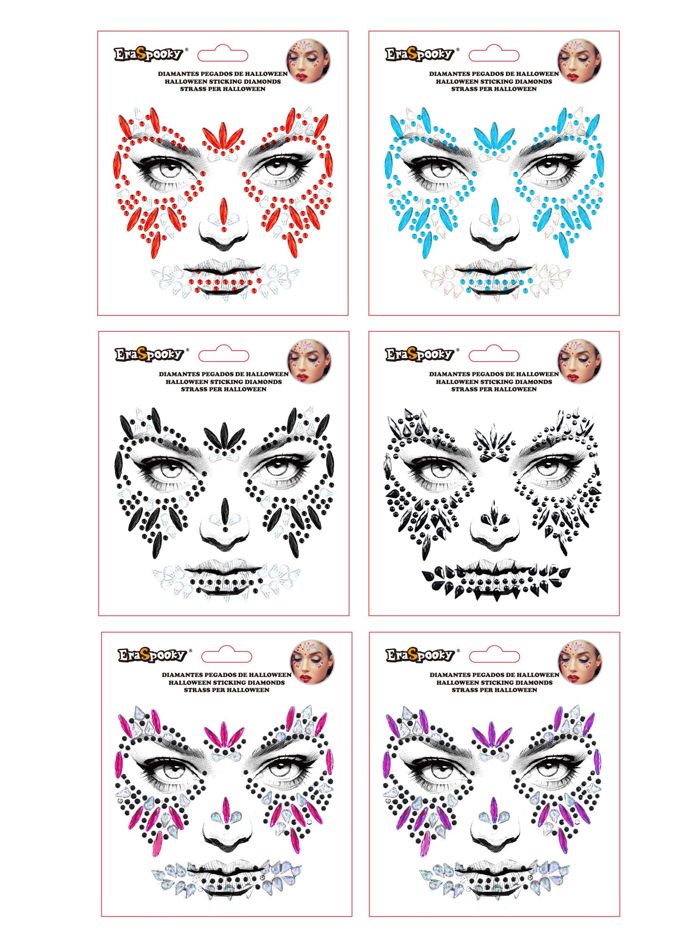 Pegatinas Faciales de Halloween – Diamantes Adhesivos para Rostro
