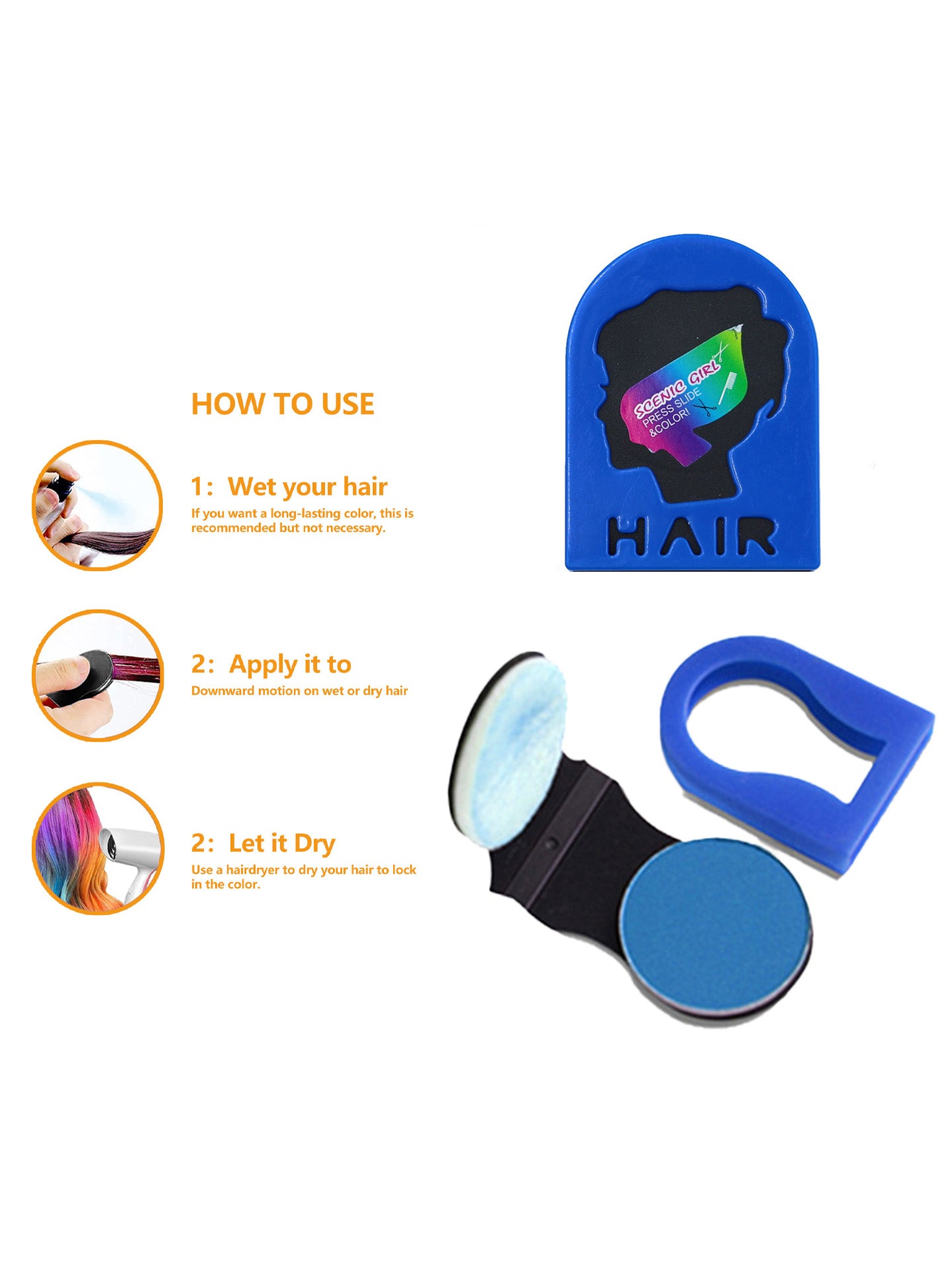 Tiza de Color para el Cabello con Aplicador en Clip