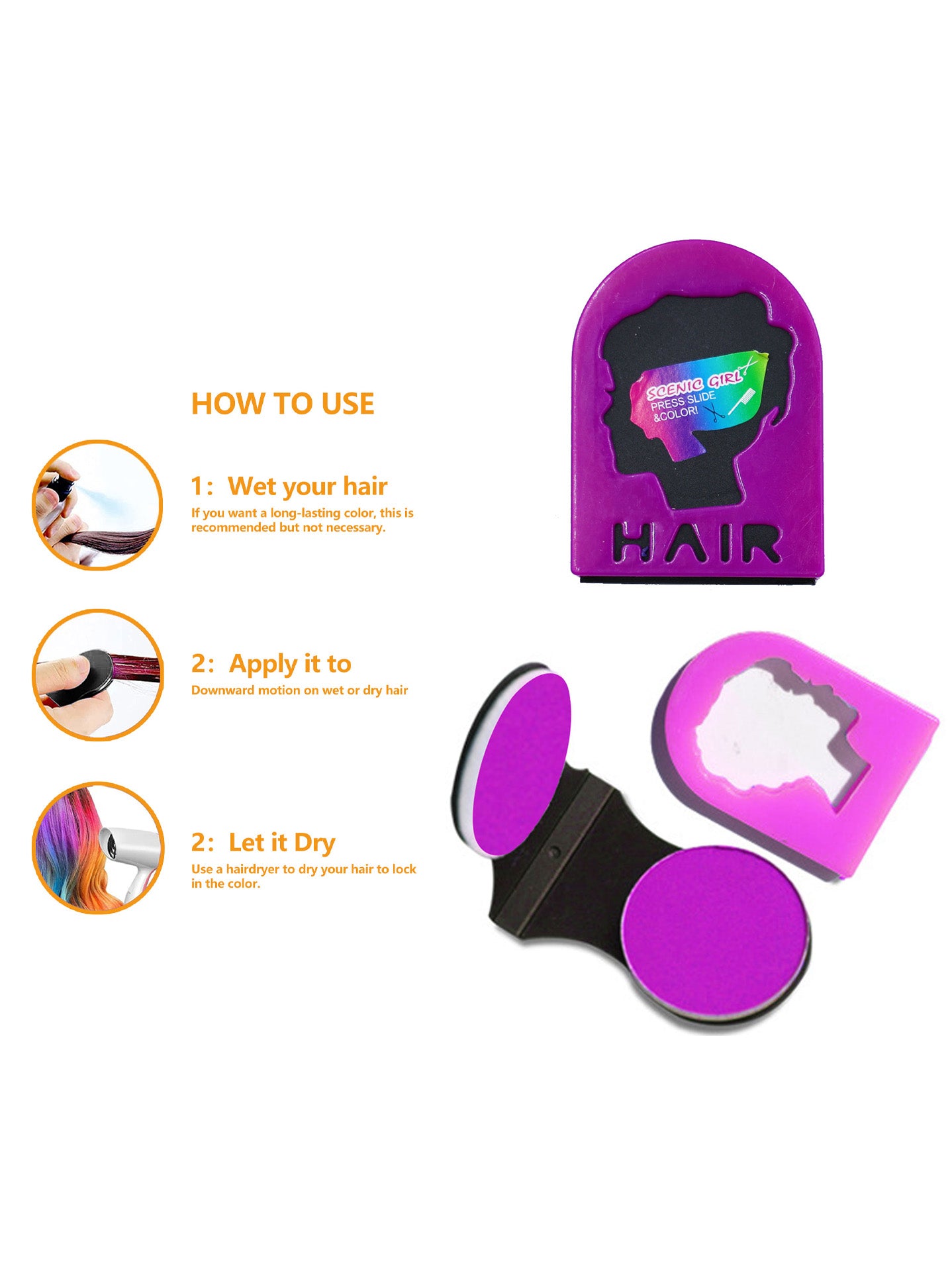 Tiza de Color para el Cabello con Aplicador en Clip