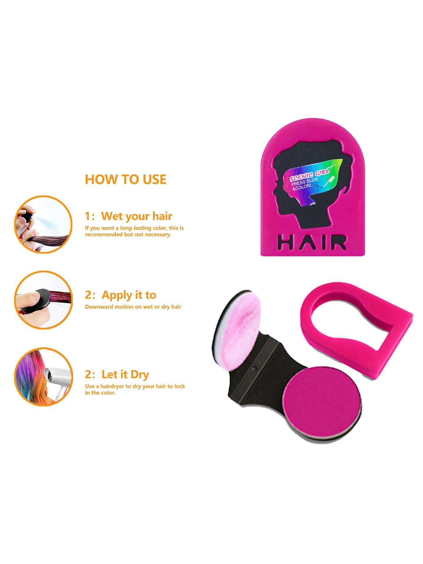 Tiza de Color para el Cabello con Aplicador en Clip