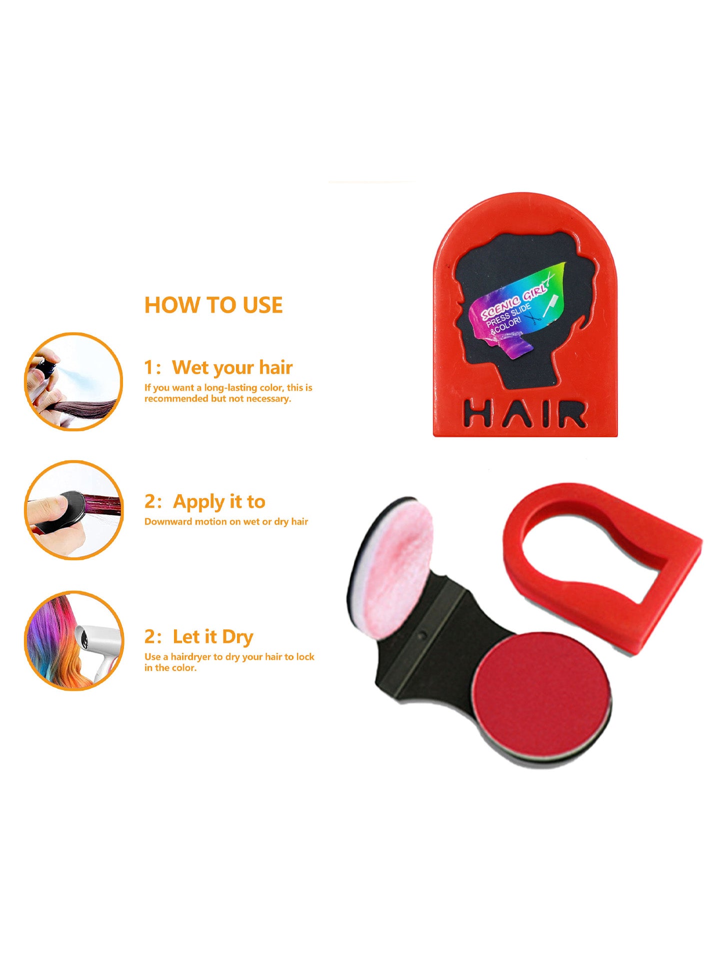 Tiza de Color para el Cabello con Aplicador en Clip